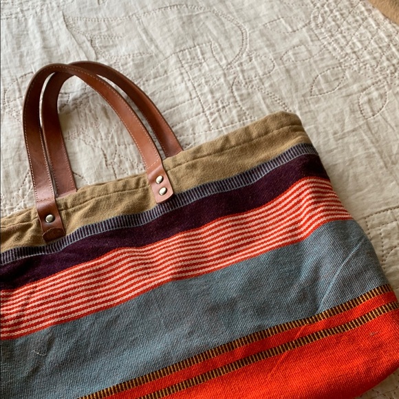Striped Canvas Tote Bag - Picture 4 of 9